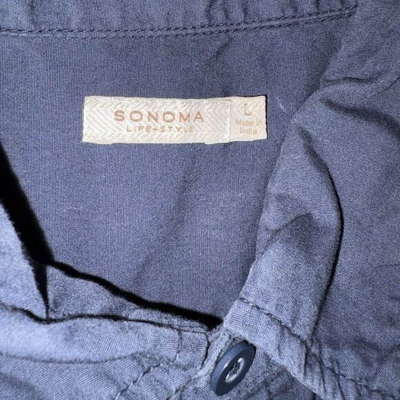 Sonoma Goods for Life Navy Short Sleeve Button-Down Shirt Men's Size L - Picture 3 of 4